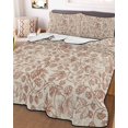 thumbnail image 3 of Quilts Twin XL Size, Brown Flowers Soft Comforter Bedding Set for Bed, Vintage Farmhouse Floral Leaves Vines Lightweight Quilted Bedspread with Pillow Cover(2 Pieces) for All Season, 68x98 Inch, 3 of 6