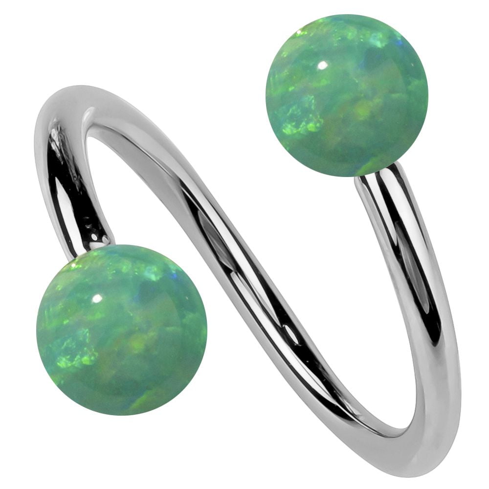 Opal 14K White Gold Twister Spiral Barbell by