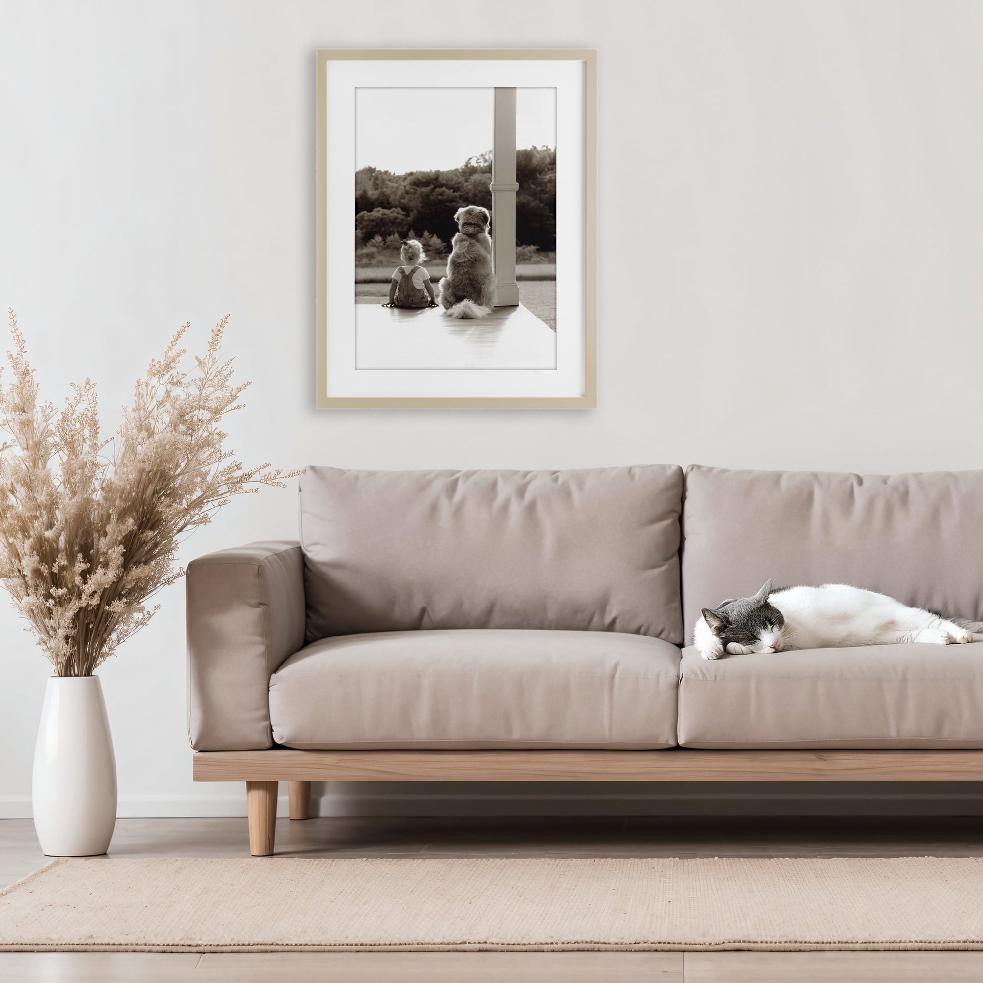 Stupell Industries Child And Dog Friendship Birch Framed Print Under Glass, design by Kendra Dew