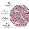thumbnail image 3 of Honeii Rose Flowers print Leather Coaster Set of 4, ideal for safeguarding your furniture from drinks spills and effortless cleanup-Octagon, 3 of 6
