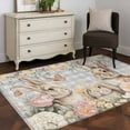 thumbnail image 3 of Area Rugs for Living Room Bedroom, Easter Rabbits 4'x6' Rug Washable Carpet Runner Indoor Outdoor, Spring Floral Butterfly Animal Gray Plaid Non Slip Accent Floor Mats Rug for Kitchen, Office, 3 of 8