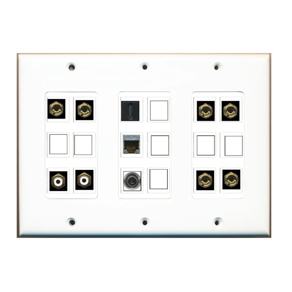 Ultra Spec Cables Custom Wall Plate White with up to 18 Keystone Ports