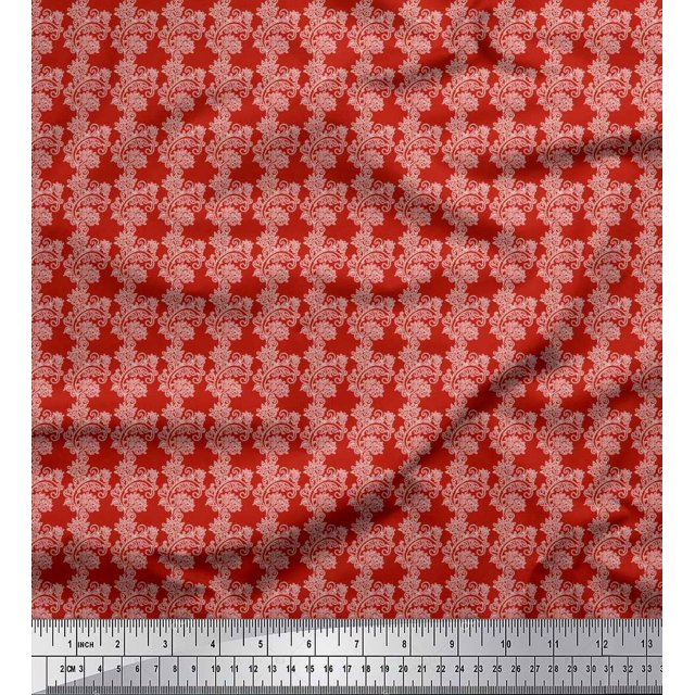 Soimoi Viscose Chiffon Fabric Stencil Floral Fabric Prints by Yard 42 Inch Wide