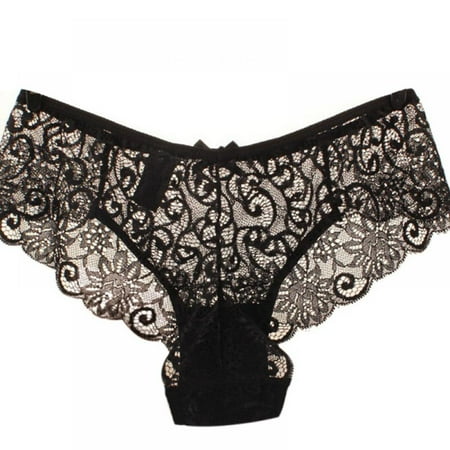 

GOODLY Women s Sexy Full Lace Panties High-Crotch Transparent Floral Bow Soft Briefs Underwear Culotte Femme