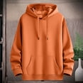 thumbnail image 7 of Aestivo Men's Hooded Pullover Sweatshirt, Drawstring Oversized Top, Solid Casual Hoodie, Exterior Pocket Drop Shoulder for Casual Leisure, Orange M, 7 of 7