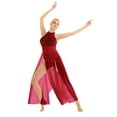 thumbnail image 4 of ZDHoor Women's Halter Sequin Dance Dress Leotard Lyrical Modern Ballet Dress Performance Dance Costumes Burgundy X-Large, 4 of 7