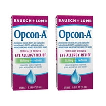 Opcon-A Allergy Eye Drops by Bausch   Lomb, for Itch and Redness Relief, Red and Itchy Eyes Antihistamine Eye Drop, Clinically Proven Treatment, 0.5 Fl Oz, Pack of 2