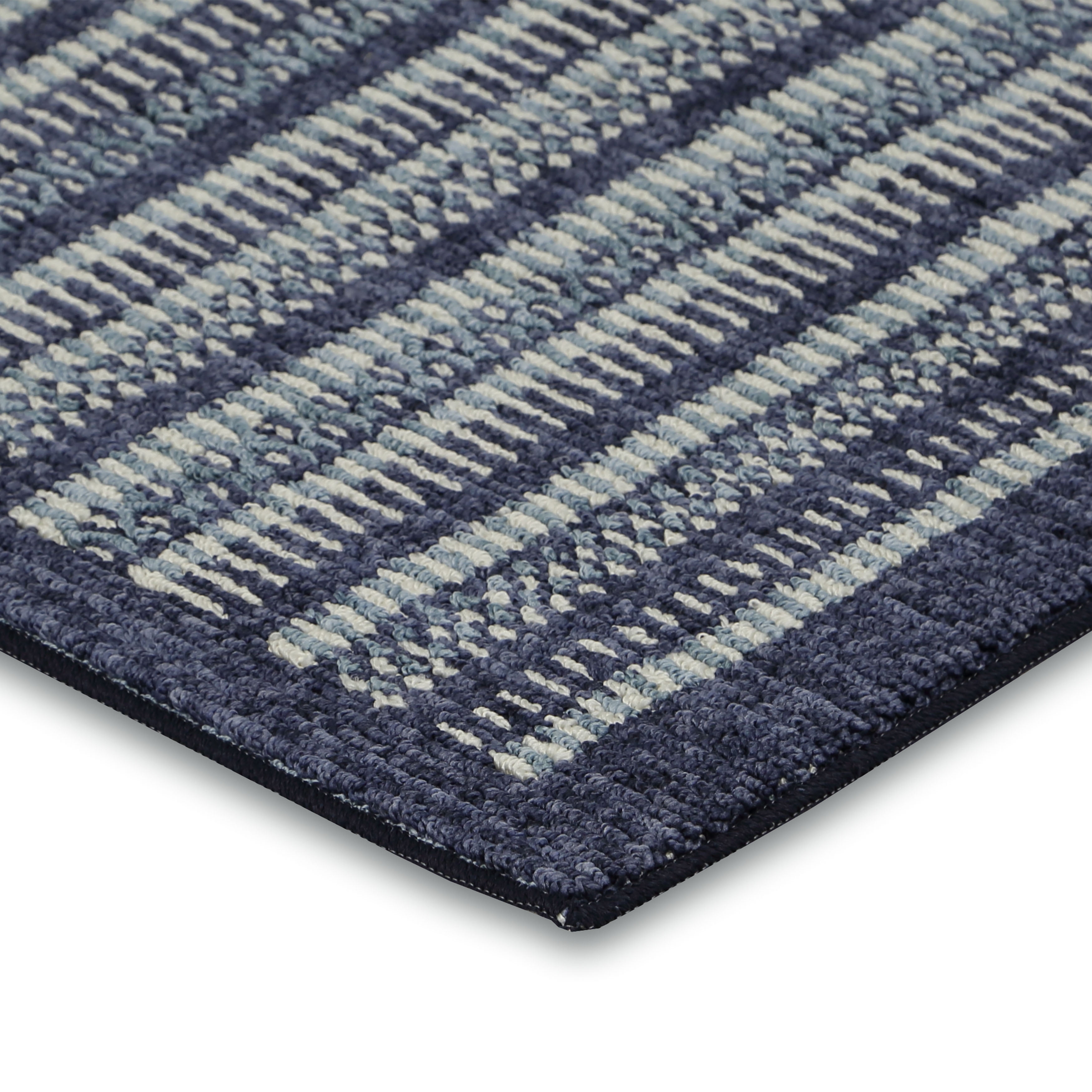 Mohawk Home Blue Collection Striped Geometric Modern Runner Rug, Blue, 1'8" x 3"