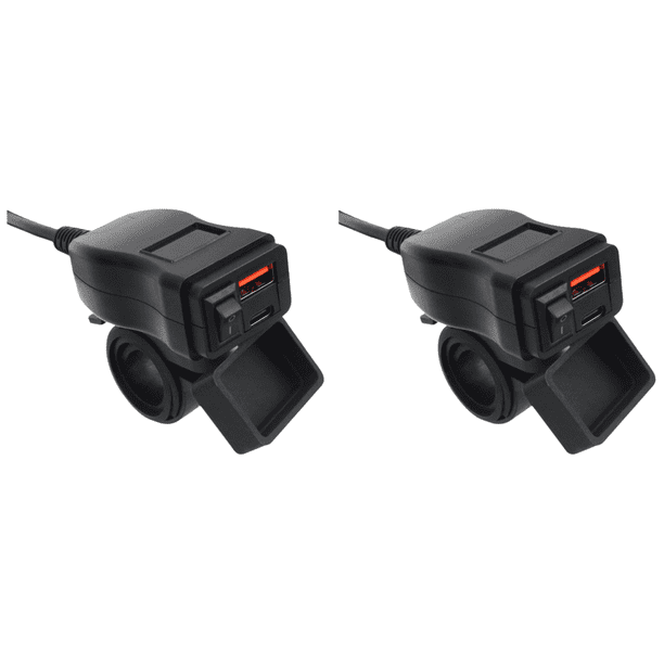 Cargador para Motocicleta Con Voltímetro QC+PD Cargador Vehículo Eléctrico Carga Rápida Modificado Impermeable (rojo)