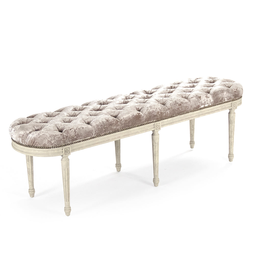 zentique zen03 309 a michel tufted bench, crushed champagne velvet - 62 x 20 x 16 in.