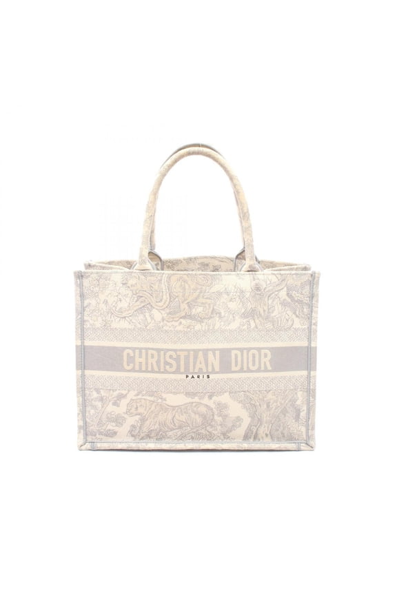 Pre-Owned Christian Dior BOOK TOTE Medium Tote Bag Handbag Canvas Women's Gray/Ivory