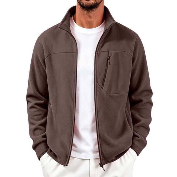 Gamivast Fleece Jacket for Men Zip Up Utility Coat Winter Warm Windbreaker Outerwear with Zipper Pockets for Work Hunting Camping