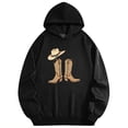 thumbnail image 4 of Men's Pocket Graphic Hooded Pullover, A Pair of Cowboy Boots with A Hat Beside Them, Sizes S-2XL, 4 of 9
