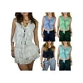thumbnail image 3 of Gupgi Tie Front Tops for Women Striped Tank Top Sleeveless Ruffle Vest Summer Solid Color Crop Top, 3 of 7