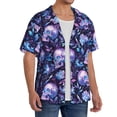 thumbnail image 2 of Pofeuu Blue Skull Crystal Print Mens Casual Short Sleeve Shirts Beach Summer Spread Collar Pocket Tops Men's Casual Short-sleeved Shirt-4X-Large, 2 of 5