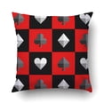 thumbnail image 1 of BOSDECO Suit Chess Board Red And Black Pattern Pillowcase Pillow Cushion Cover 16x16 inch, 1 of 1