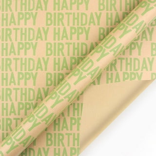Birthday Wrapping Paper with Cut Lines - 3 Large Sheets Red Happy Birthday  Gift Wrap Paper - 27 x 39.4 inch 