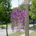 thumbnail image 2 of Artificial Fake Spring Hanging Flowers Plants with Basket Outdoor Flower Decor, Faux Silk Colorful Daisy in Metal Coconut Lining Pot Plastic Shrubs Decor Farmhouse Home Garden (Rose Pink), 2 of 5