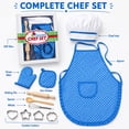 thumbnail image 2 of Rirool Kids Chef Set, 11-Piece Blue Polka Dot Cooking and Baking Pretend Play Kit with Apron, Hat, Oven Mitt, Pot Holder, Whisk, Wooden Tools and 4 Cookie Cutters for Boys and Girls Ages 3-6, 2 of 8