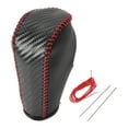 thumbnail image 1 of Cubierta de pomo de cambio Unique Bargains para BMW Serie 3 2004-2012, protector de mango de cambio antideslizante de cuero sintético, 1 juego de fibra de carbono negra roja, 1 of 1