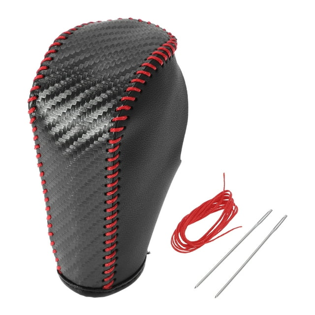 Cubierta de pomo de cambio Unique Bargains para BMW Serie 3 2004-2012, protector de mango de cambio antideslizante de cuero sintético, 1 juego de fibra de carbono negra roja