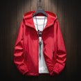 thumbnail image 2 of GXIPO Men's Hooded Waterproof Lightweight Windbreaker Jackets Nylon Wind & Water Resistant Rain Jacket Red L, 2 of 5