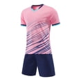 thumbnail image 2 of Alvivi Kids Boy's Soccer Jersey Football Training Suit Quick Drying Sports Tee Shirt and Shorts Set Pink 10-11, 2 of 7