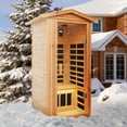 thumbnail image 6 of Genreen 1560W Portable Old Fir Infrared Home Sauna,1-Person Indoor & Outdoor Sauna Box, 6 of 6