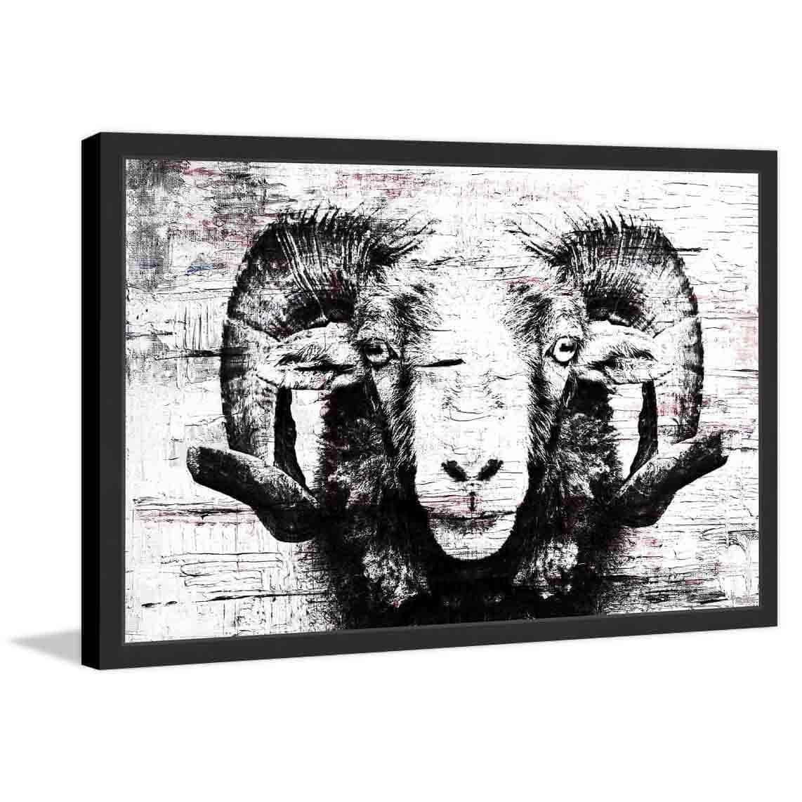 "Staring Ram Eyes" Framed Painting Print
