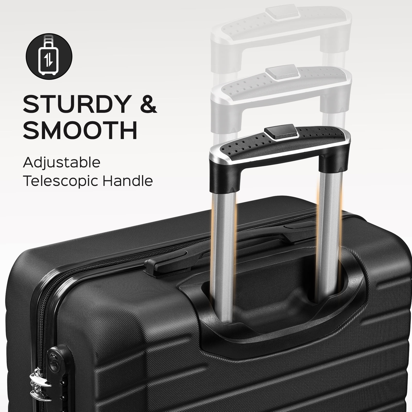 2 Piece Travel Luggage Sets (20"&28") Hardside Suitcase with 7PC Organizer Bags,Black