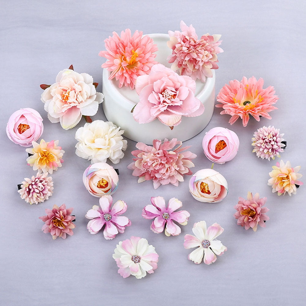 21 Pack Artificial Flower Hair Clips Wedding Bridal Prom Party Hair