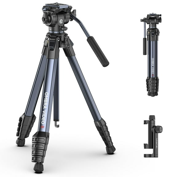 Ulanzi OMBRA II Foldable Travel Video Tripod with 360° Ball Head & Phone Clamp – 157cm Aluminum Alloy, 10kg Load Capacity, Arca-Swiss Quick Release for Camera & Smartphone