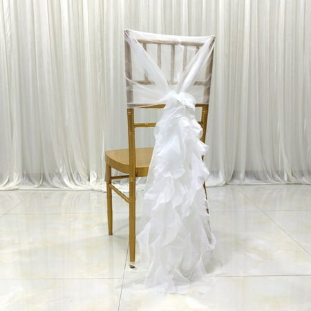 

Gauze Chair Back Sash Chair Organza Decor Band for Wedding Banquet White