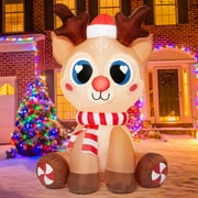Litake 5Ft Christmas Inflatables Blow Up Yard Decorations, Inflatable Reindeer Christmas Outdoor Decoration, Christmas Reindeer Inflatable Built-in LED Lights Yard Garden Decorations