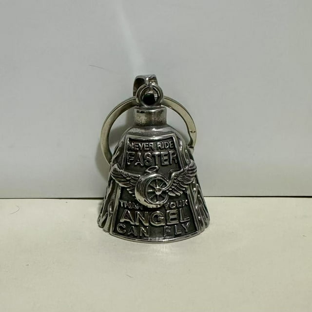 Colgante de campana de acero para motocicleta | Amuleto de aleación resistente | Accesorio protector contra malos espíritus | Regalo mágico para motociclistas | Bendición simbólica duradera para la