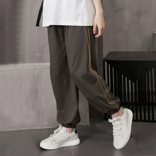 Cowsor Boy's Girl's Lightweight Sweatpants Loose Fit Open Bottom Mesh Athletic Pants with Pockets