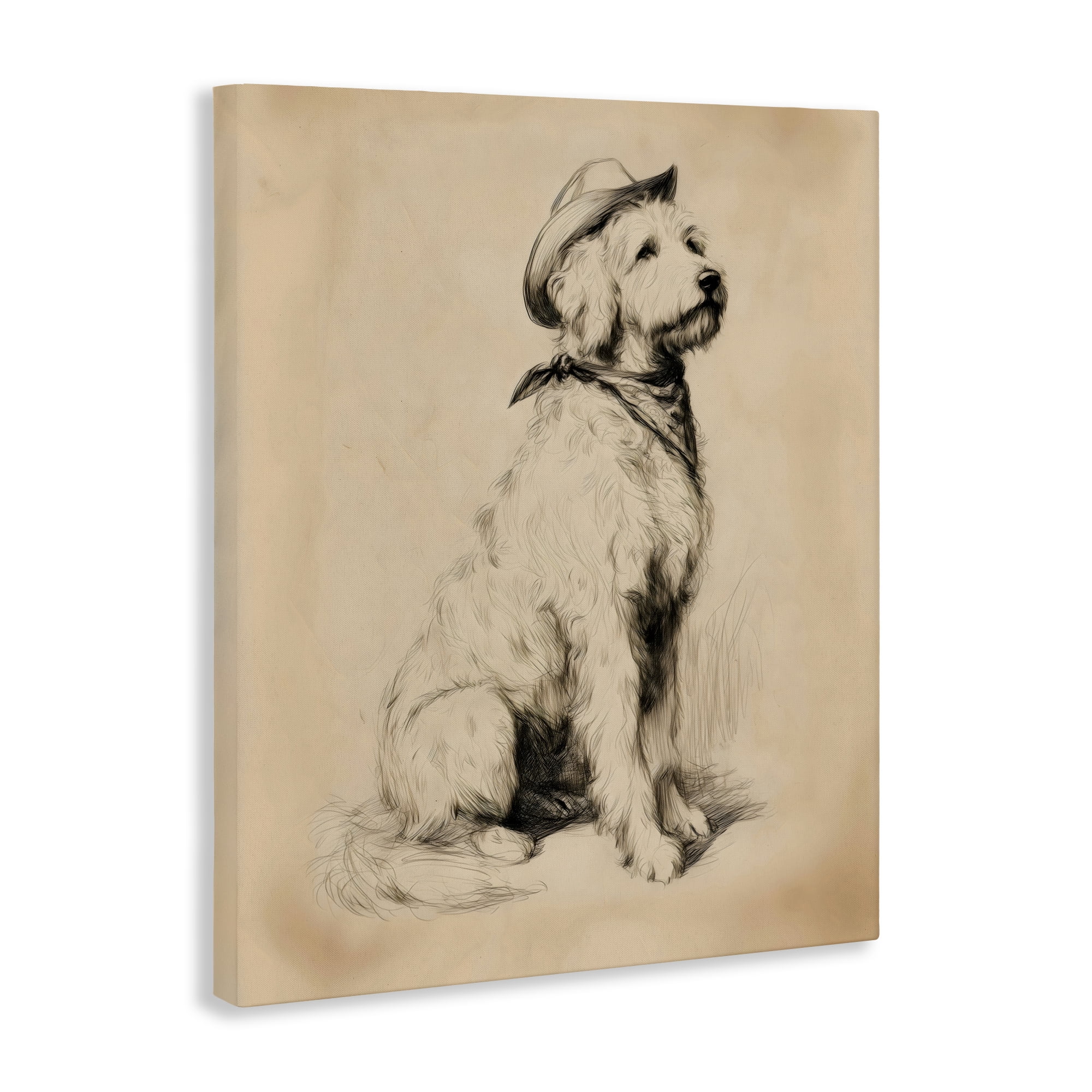 Stupell Industries Cowboy Goldendoodle Sketch Canvas Wall Art, design by Arlington Prints