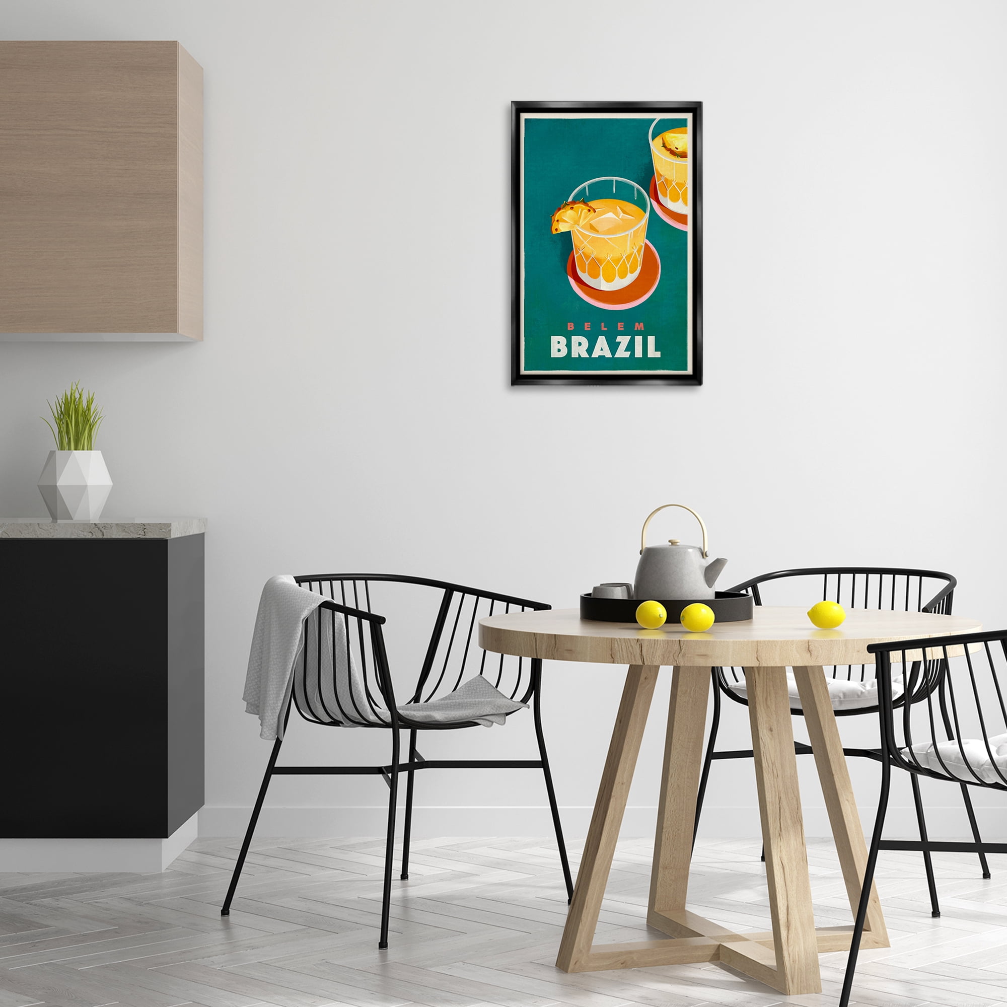 Stupell Industries Belem Brazil Cocktail Food & Beverage Painting Black Floater Framed Canvas Art Print Wall Art, 17 x 25
