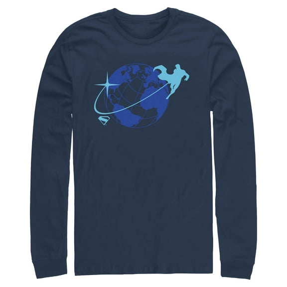 Mens Superman Around the World Long Sleeve Shirt