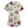 thumbnail image 2 of Garbnen Christmas Scrub Tops for Women V Neck Short Sleeve Workout Top Thanksgiving Holiday Nurse Uniform with Pockets S-5XL, 2 of 5