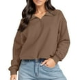 thumbnail image 4 of Durtebeua Long Sleeve Loose Fit Pullover for Women Quarter Zip Pullover Women, 4 of 6