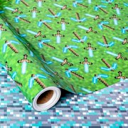 Pixel Style Gift Wrapping Paper Roll - Reversible Video Game Wrapping Paper for Birthday Party Game Lover DIY Craft (Total 28.5 sq.ft)
