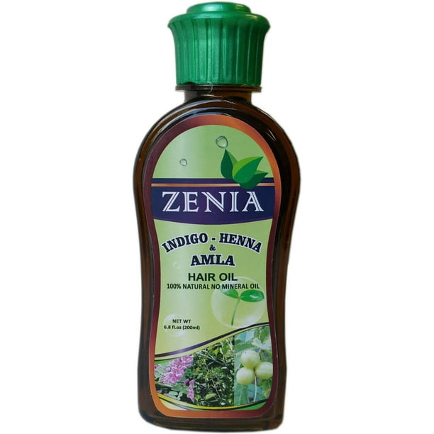 200ml Zenia Indigo Henna Amla Hair Oil 100 Natural No Mineral Oil