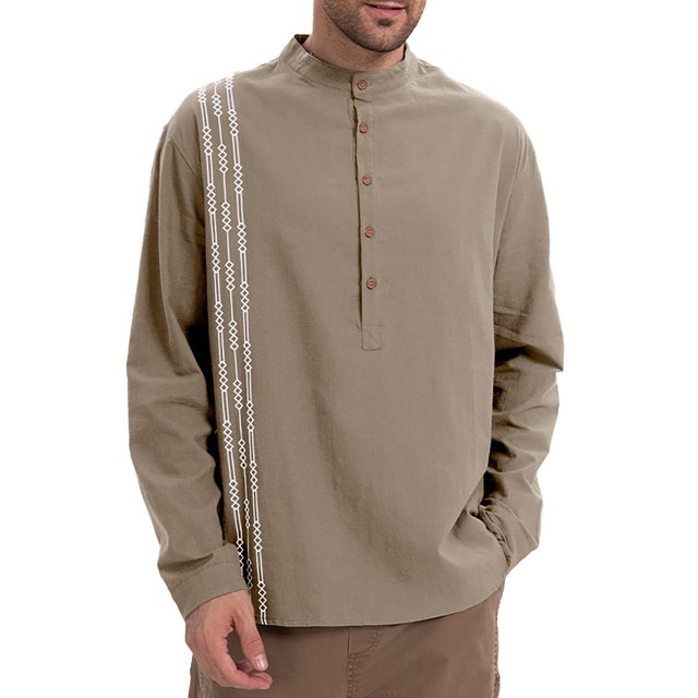 XDZJLR Mens T Shirts 2025 Spring New Long Sleeved Fashion Loose Linen Breathable And Comfortable Summer Must Have Tops