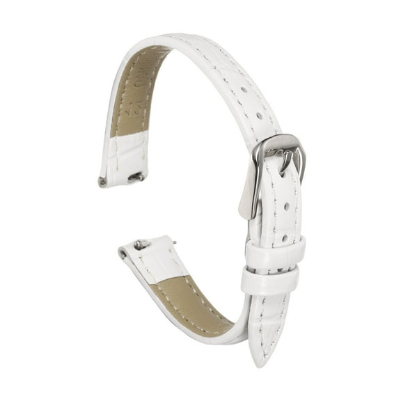 Uxcell Quick Release Leather Watch Band 12mm Embossed Pattern Leather Watch Strap Replacement for Men Women, White