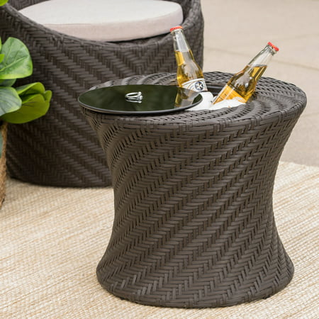 Belize Outdoor Wicker Accent Table with Ice (Best Bar Ends For Hybrid)