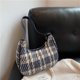 thumbnail image 4 of Bolso Retro Otoño E Invierno Versátil Lona A Cuadros Con Hombro Pu para Axila 8276 (azul Oscuro) Azul Oscuro, 4 of 9