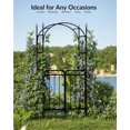 thumbnail image 4 of Pinypikaka 8 FT Garden Arch Arbor with Gate, Garden Archway for Wedding Ceremony Decoration, Steel Arbor Trellis for Climbing Plants, Roses, Vines, Arch Stand for Lawn, Patio, Backyard, 4 of 7