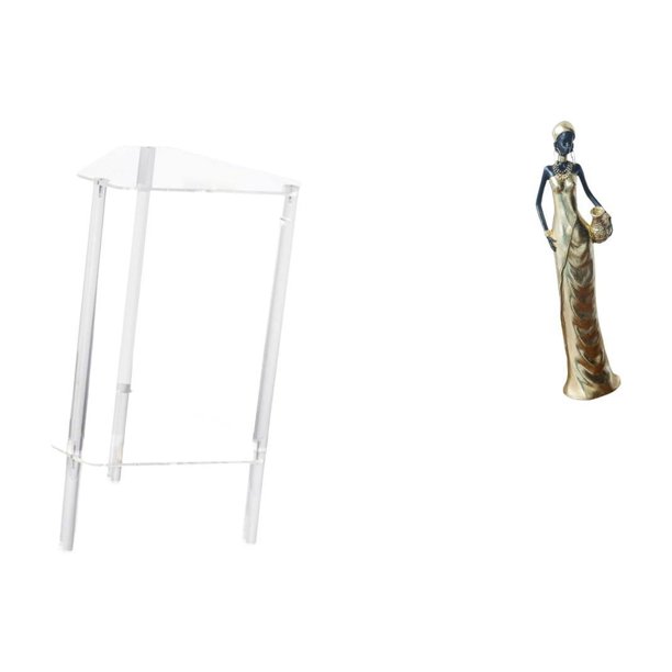 Mesita de noche,Mesa auxiliar de acrílico transparente,mesa auxiliar transparente de 2 niveles,Figura de escritorio,Artesanía de escritorio con figuras africanas coleccionables,Estatua de