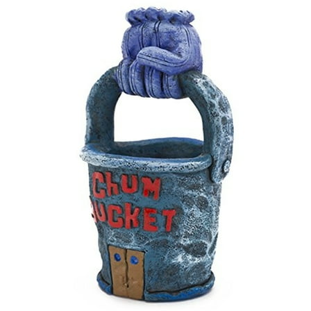 Penn-Plax SpongeBob Squarepants Aquarium Ornament – the Chum Bucket – Medium - Blue Colored Resin